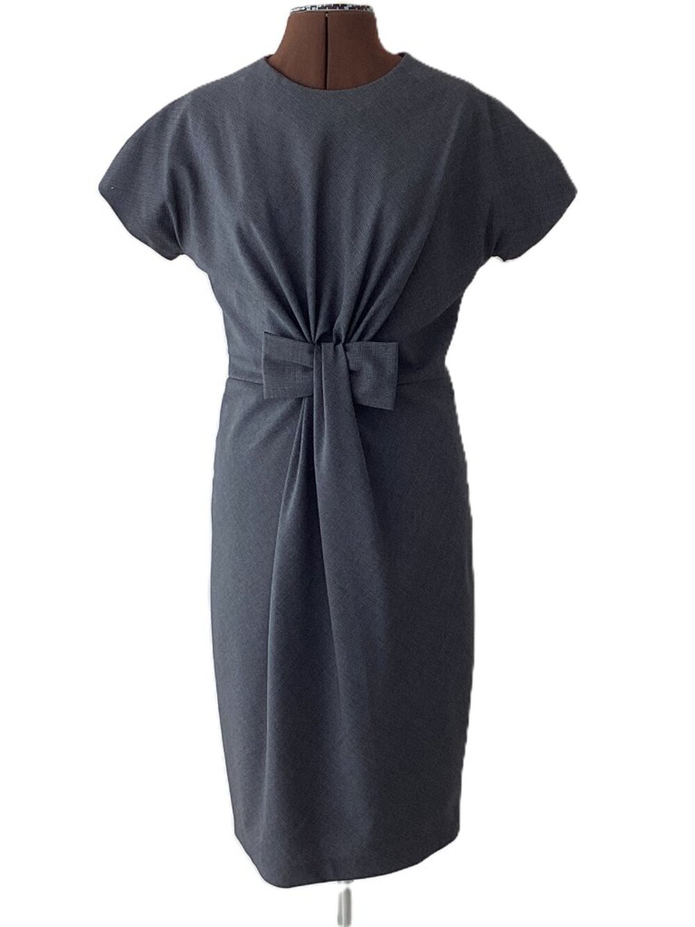 Imperial Houndstooth Print Dress with Bow Detail